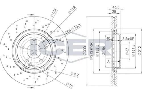 2x Bremsscheibe Kompatibel mit Mercedes SLK CLK 1993-2011 von Autoteile Gocht von ICER