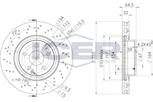 2x Bremsscheibe Kompatibel mit Mercedes W221 V221 2005-2013 von Autoteile Gocht von ICER