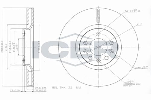 2x Bremsscheibe Kompatibel mit Opel Astra H Zafira 2005-2010 von Autoteile Gocht von ICER