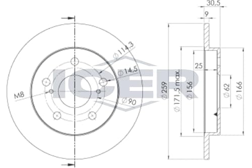 2x Bremsscheibe Kompatibel mit Toyota Auris 2006-2018 von Autoteile Gocht von ICER