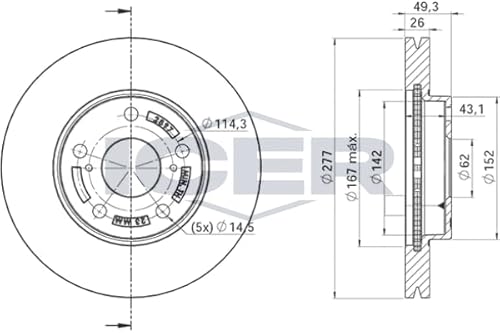 2x Bremsscheibe Kompatibel mit Toyota Auris Kombi 2012-2018 von Autoteile Gocht von ICER