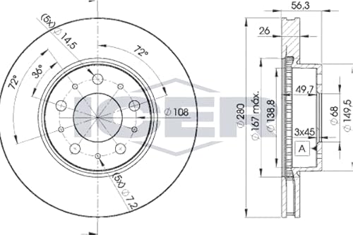 2x Bremsscheibe Vorne Kompatibel mit Volvo 740 744 Kombi 745 940 944 II 945 960 964 965 1990-1998 von Autoteile Gocht von ICER