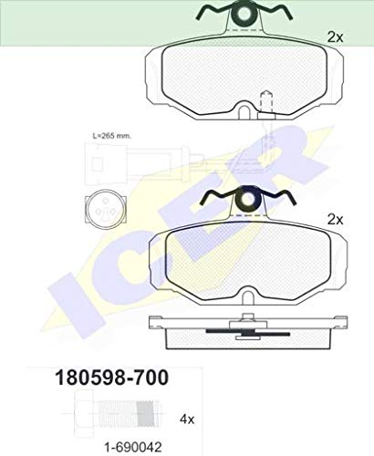 Icer Brakes 180598-700 Bremsbelagsatz, Scheibenbremse - (4-teilig) von ICER