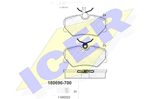 Icer Brakes 180696-700 Bremsbelagsatz, Scheibenbremse - (4-teilig) von ICER