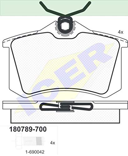 Icer Brakes 180789-700 Bremsbelagsatz, Scheibenbremse - (4-teilig) von ICER