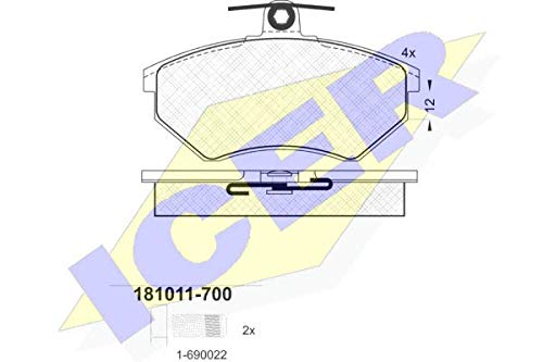 Icer Brakes 181011-700 Bremsbelagsatz, Scheibenbremse - (4-teilig) von ICER