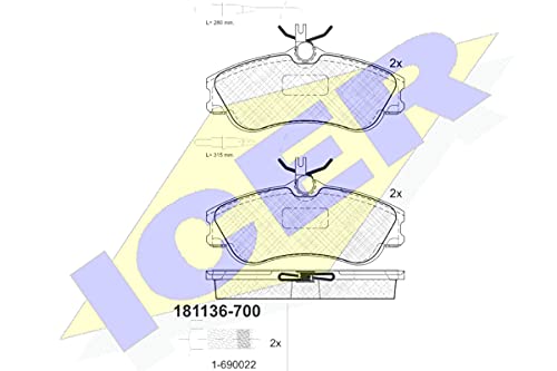 Icer Brakes 181136-700 Bremsbelagsatz, Scheibenbremse - (4-teilig) von ICER