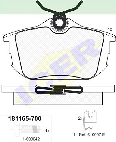 Icer Brakes 181165-700 Bremsbelagsatz, Scheibenbremse - (4-teilig) von ICER