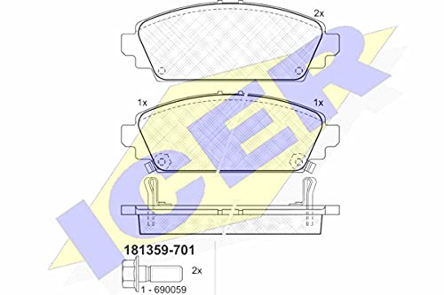 Icer Brakes 181359-701 Bremsbelagsatz, Scheibenbremse - (4-teilig) von ICER