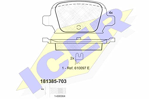 Icer Brakes 181385-703 Bremsbelagsatz, Scheibenbremse - (4-teilig) von ICER