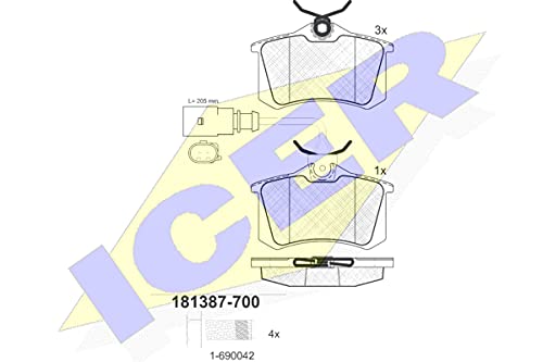 Icer Brakes 181387-700 Bremsbelagsatz, Scheibenbremse - (4-teilig) von ICER