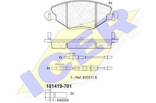 Icer Brakes 181419-701 Bremsbelagsatz, Scheibenbremse - (4-teilig) von ICER