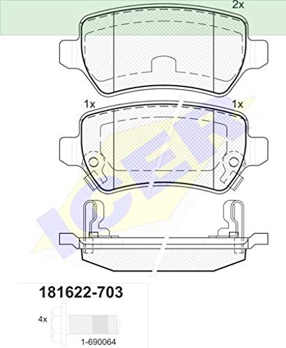 Icer Brakes 181622-703 Bremsbelagsatz, Scheibenbremse - (4-teilig) von ICER