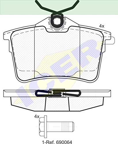 Icer Brakes 181895 Bremsbelagsatz, Scheibenbremse - (4-teilig) von ICER