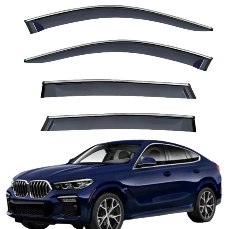 4 Stück Autofenster Windabweiser Regenabweiser für BMW X6 2020 2021 2022 2023, Sonnenschutz Regenschutz für die Seitenfenster Vorne und Hinten Auto Zubehör von ICOMPY