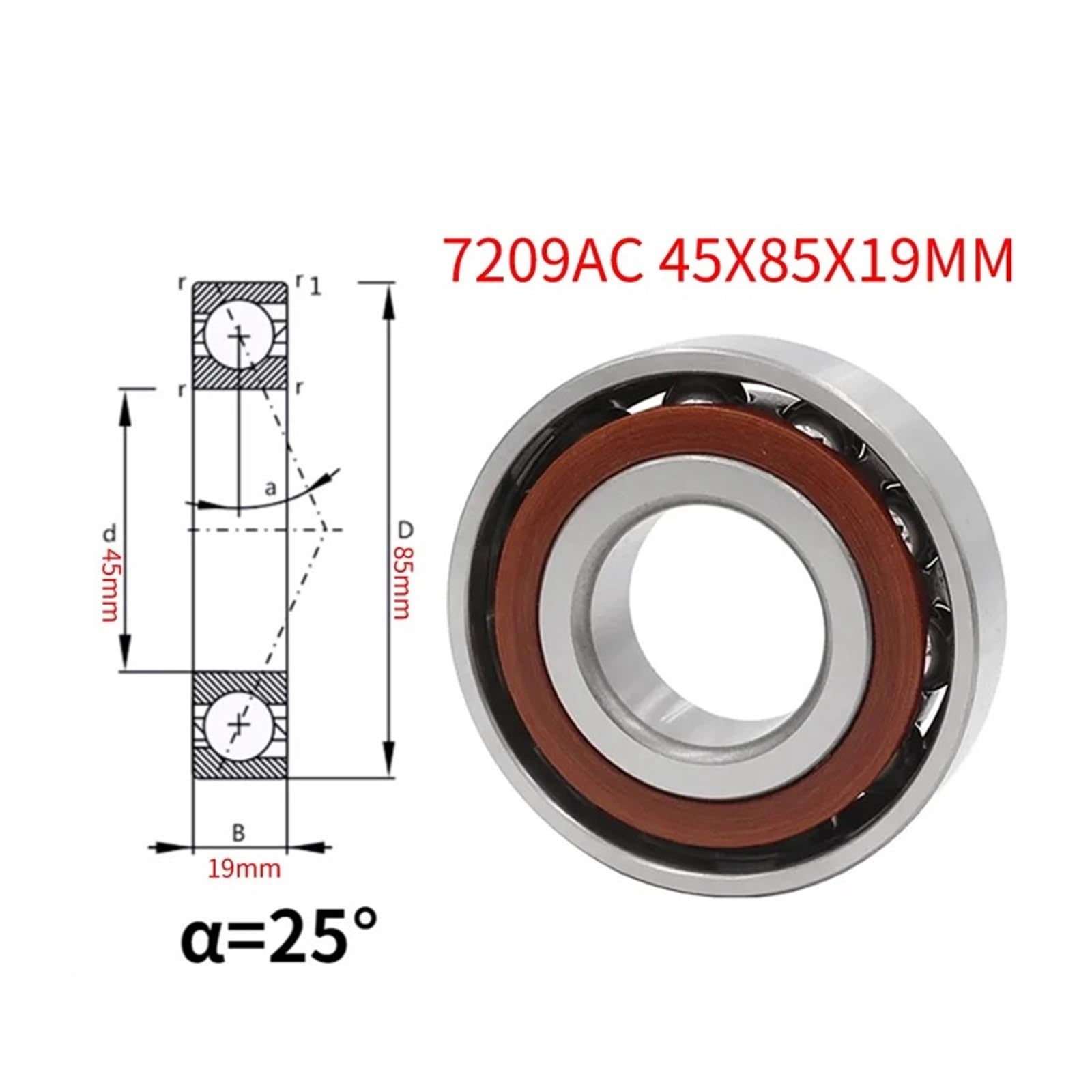 1PCS 7209AC 45x85x19mm ABEC-1 ABEC-5 Precision High Speed Angular Ball Bearings ICXLPMC(ABEC-1) von ICXLPMC