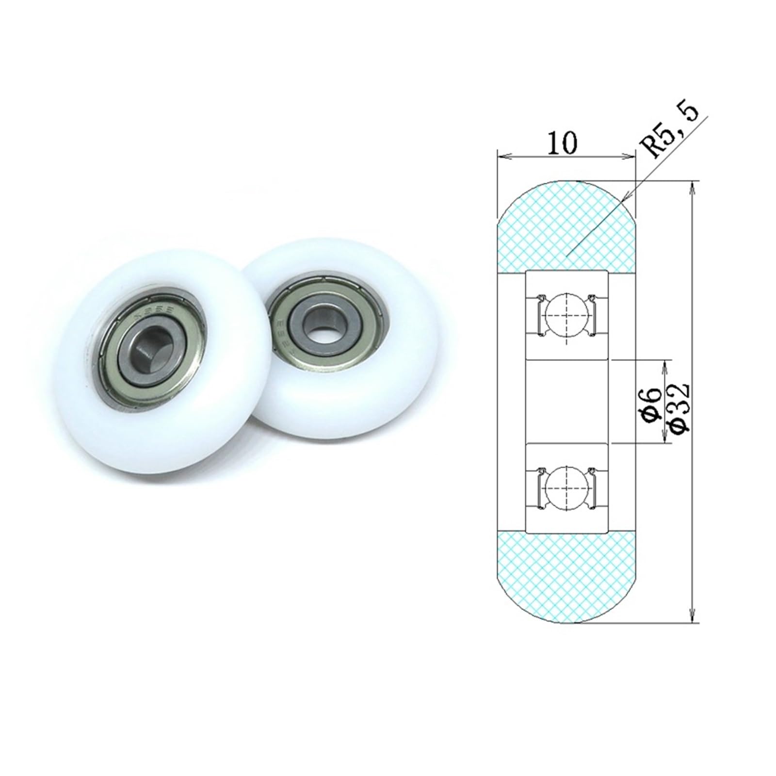 1pcs 6x32x10 POM Coated Rowing Machine Roller BSR62632-10 OD 32mm Rower Wheel Bearing Pulley 6 * 32 * 10 ICXLPMC(8x32x10mm) von ICXLPMC