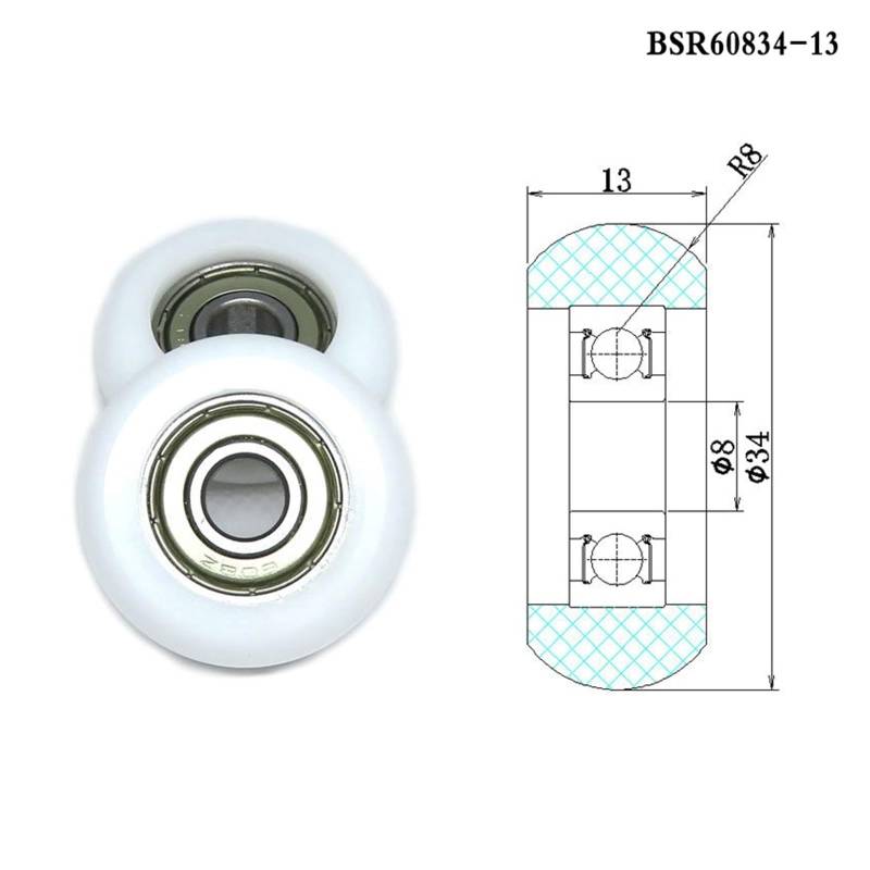 1pcs 8x34x13 mm Rower Rollers BSR60834-13 OD 34mm Coated Rowing Machine Seat Wheel 8 * 34 * 13 Bearing Pulleys ICXLPMC(8x30x9mm) von ICXLPMC