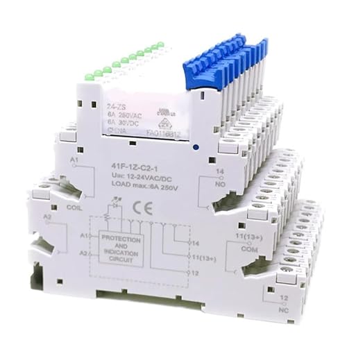 41F-1Z-C2-1 HF41F 5-ZS HF41F-12-ZS HF41F-24-ZS 5V 12V 24V 230V 6A 1CO Relay On Screw Socket with LED Wafer relay ICXLPMC(1Pcs HF41F-12V-ZS) von ICXLPMC