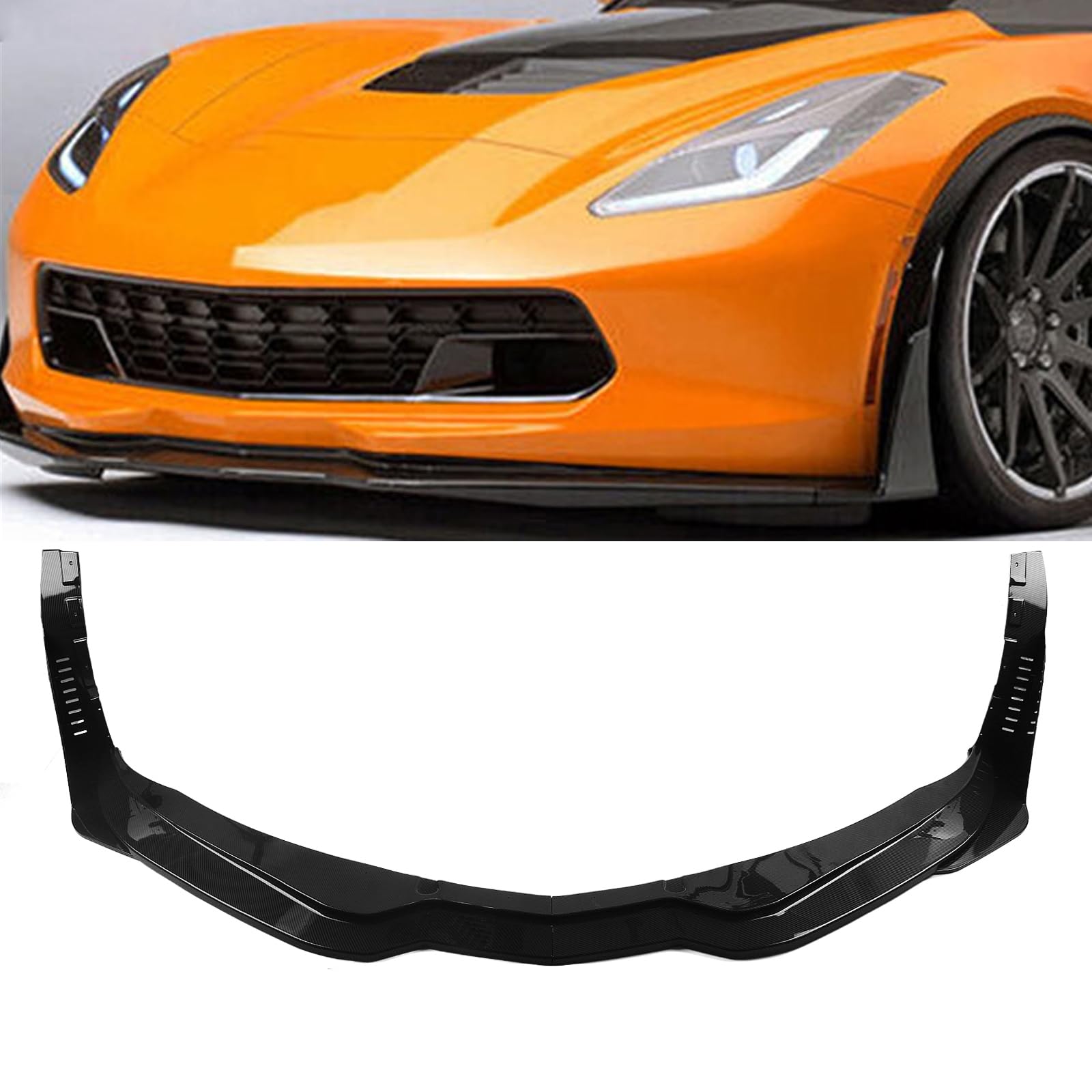 Auto Frontstoßstange Spoiler Lippe Kit für Chevrolet Corvette C7 2014-2019 Schwarz von IDENUONA