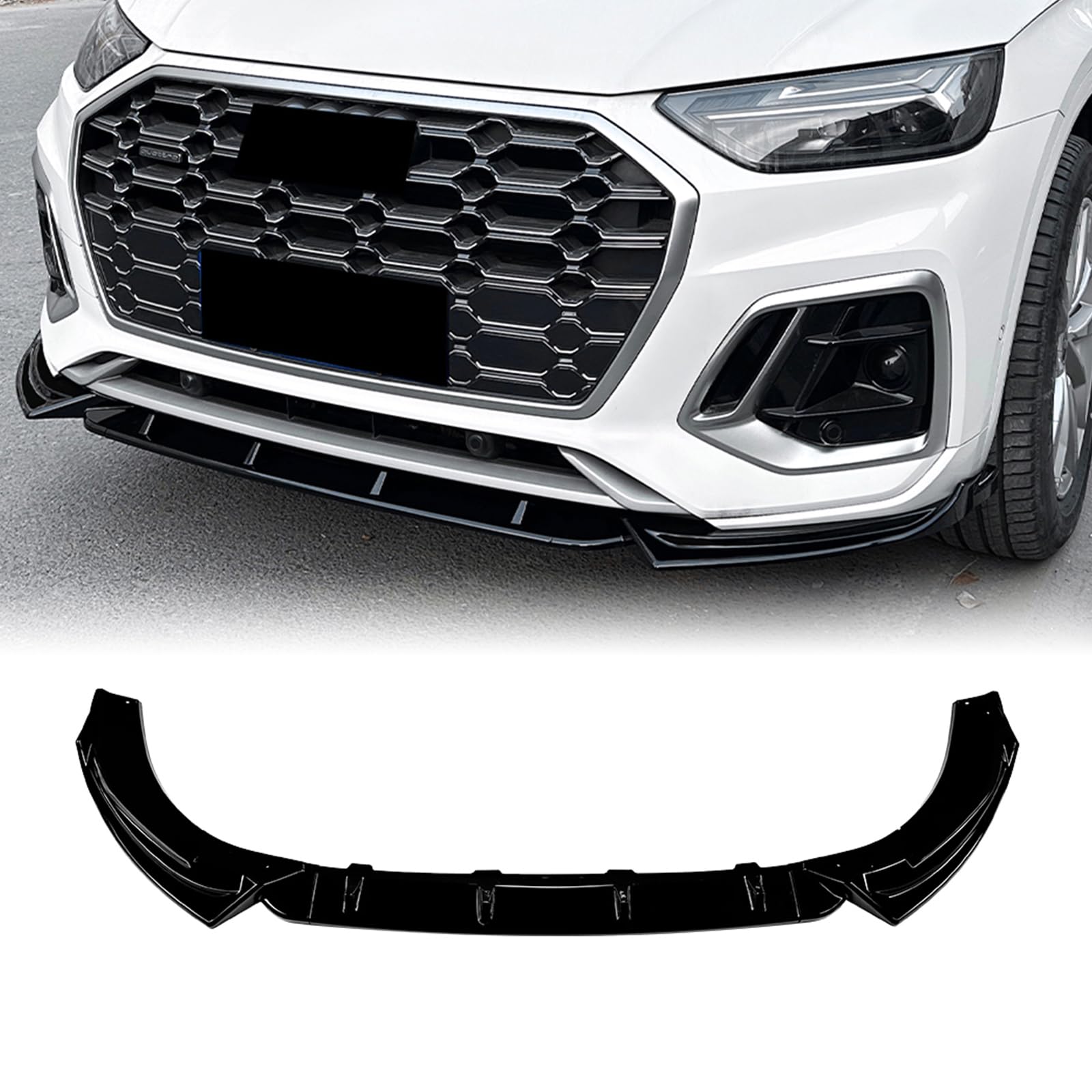 Auto Frontstoßstange Spoiler Lippe Splitter Für Audi Q5 FY Sline 2021-2024 Schwarz von IDENUONA