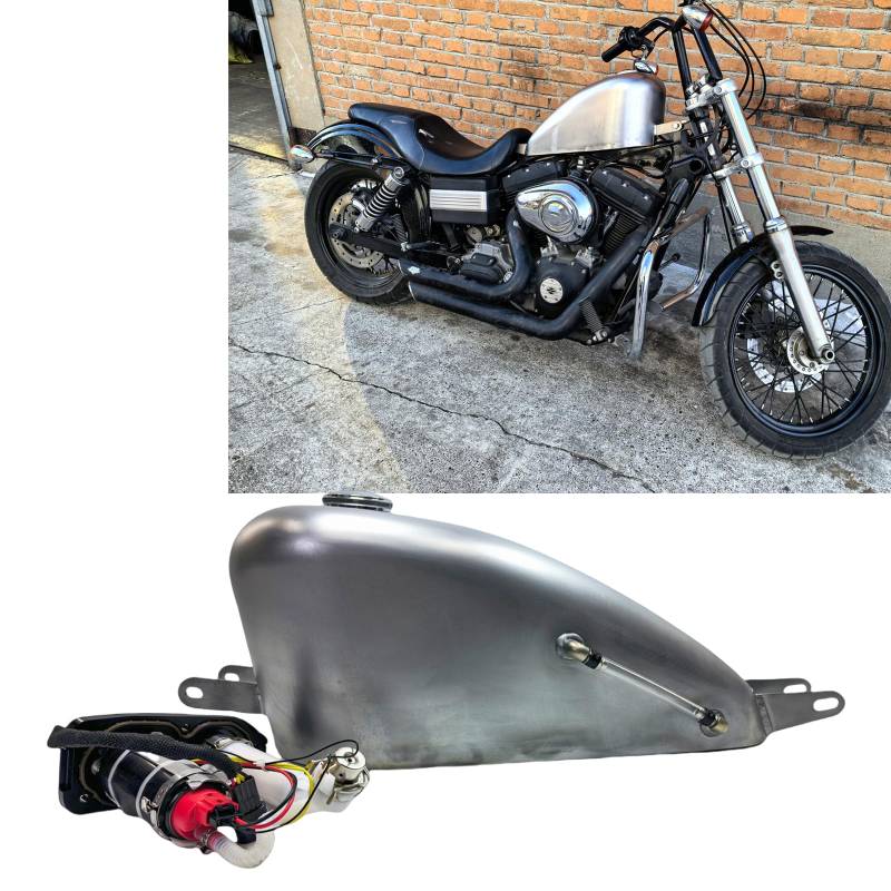 Benzintank mit Deckel für Harley Dyna 2007–2017 2008, Silber, unlackiert von IDENUONA