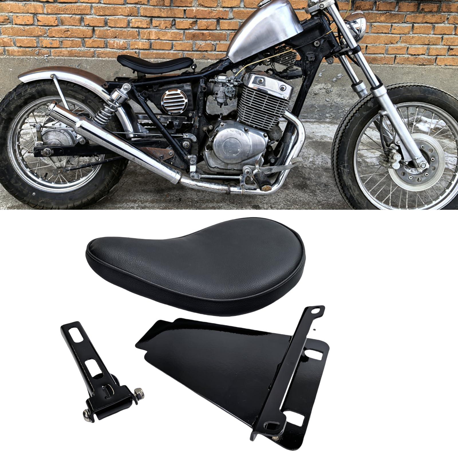 Driver Solo Sitzkissen, Leder, passend für Honda Rebel CA250, Schwarz von IDENUONA