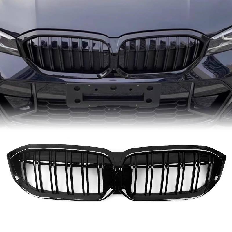 Front Nieren Gitter Gitter für BMW 3er G20 2023-2024 Double Line Schwarz von IDENUONA