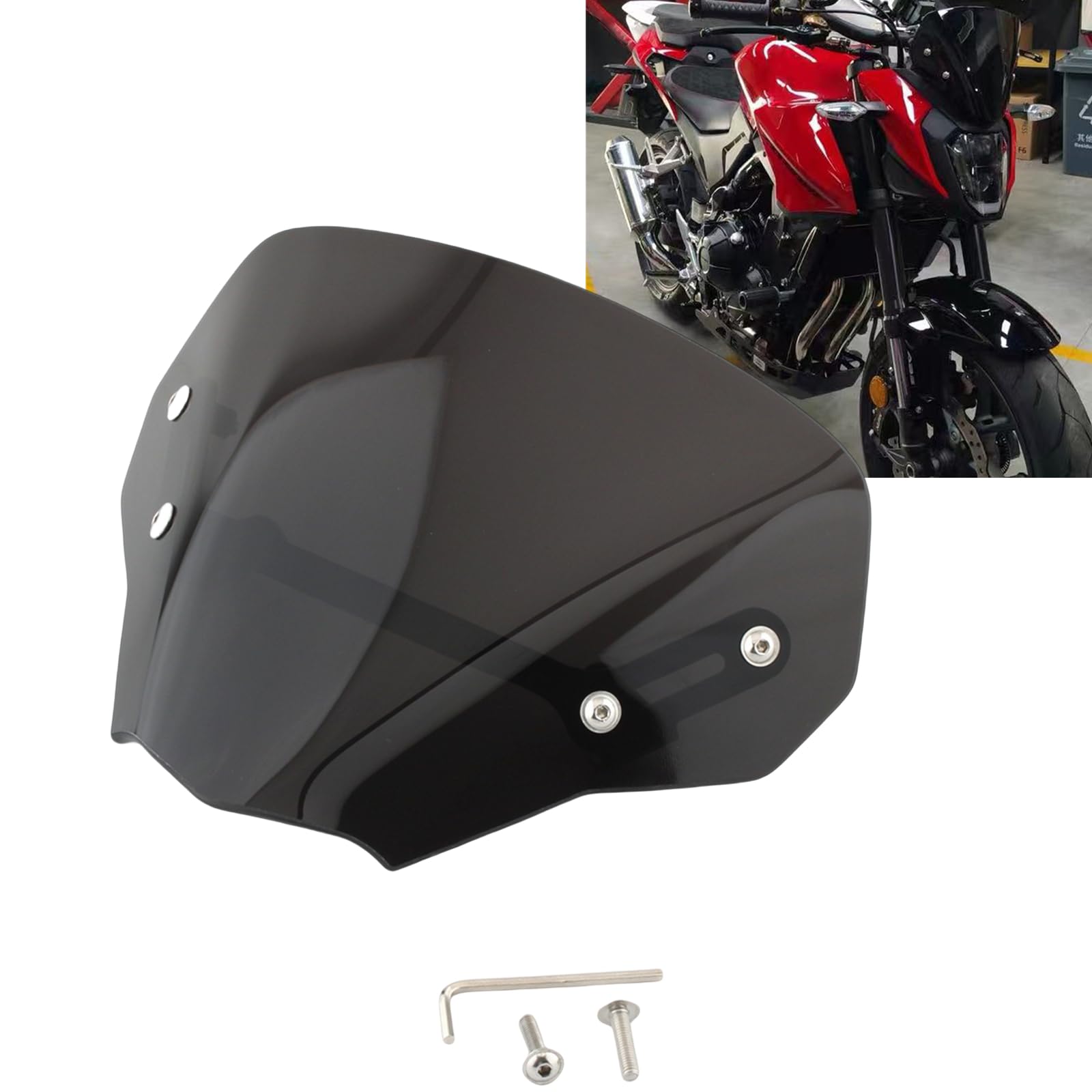 Frontscheibe Windschutzscheibe für Honda CB750 Hornet 2023-2025 2024 Schwarz Klar von IDENUONA