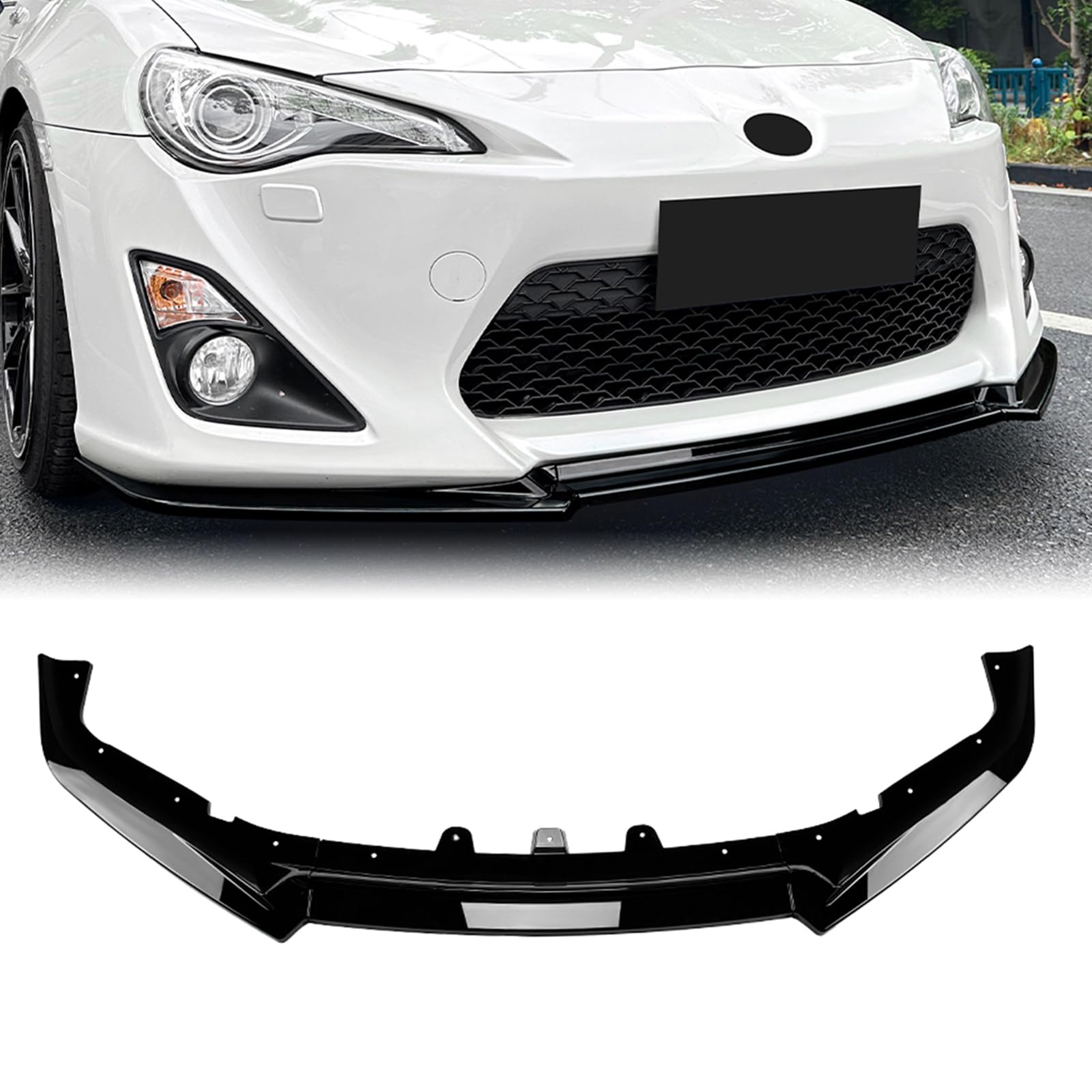 Frontspoilerlippe Bodykit für Toyota GT86 FT86 Scion FR-S 2012–2016, glänzende schwarze Karbonfaser-Optik von IDENUONA