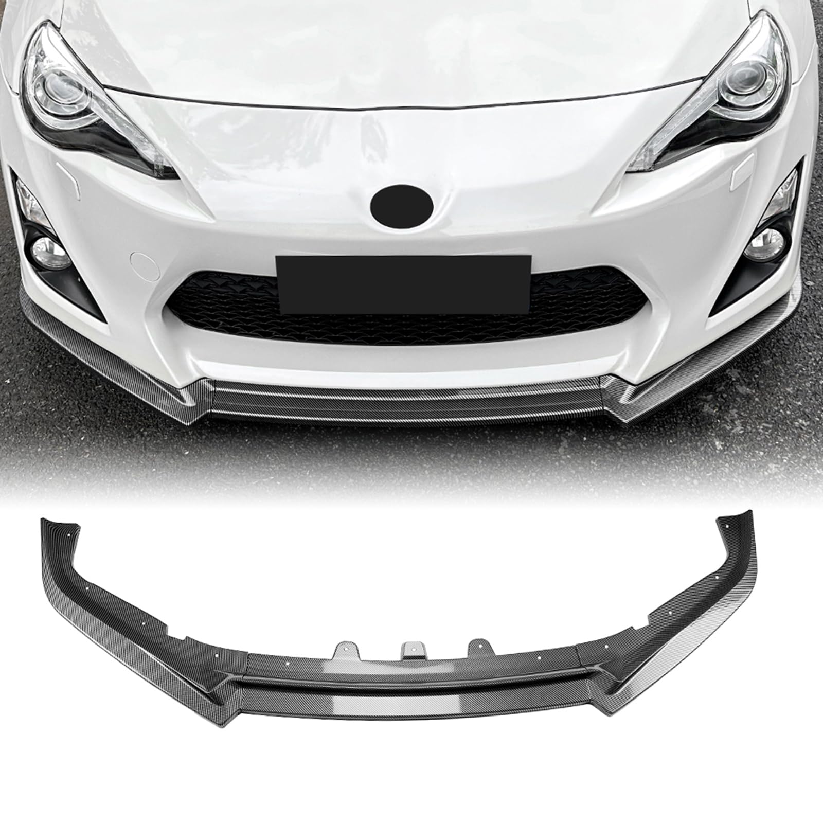 Frontspoilerlippe Bodykit für Toyota GT86 FT86 Scion FR-S 2012–2016, glänzende schwarze Karbonfaser-Optik von IDENUONA