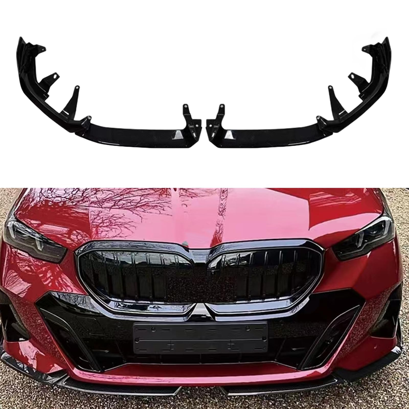 Frontstoßstange Spoiler Lippe Splitter Kit für BMW 5er I5 G60 2024 Glanz Schwarz von IDENUONA