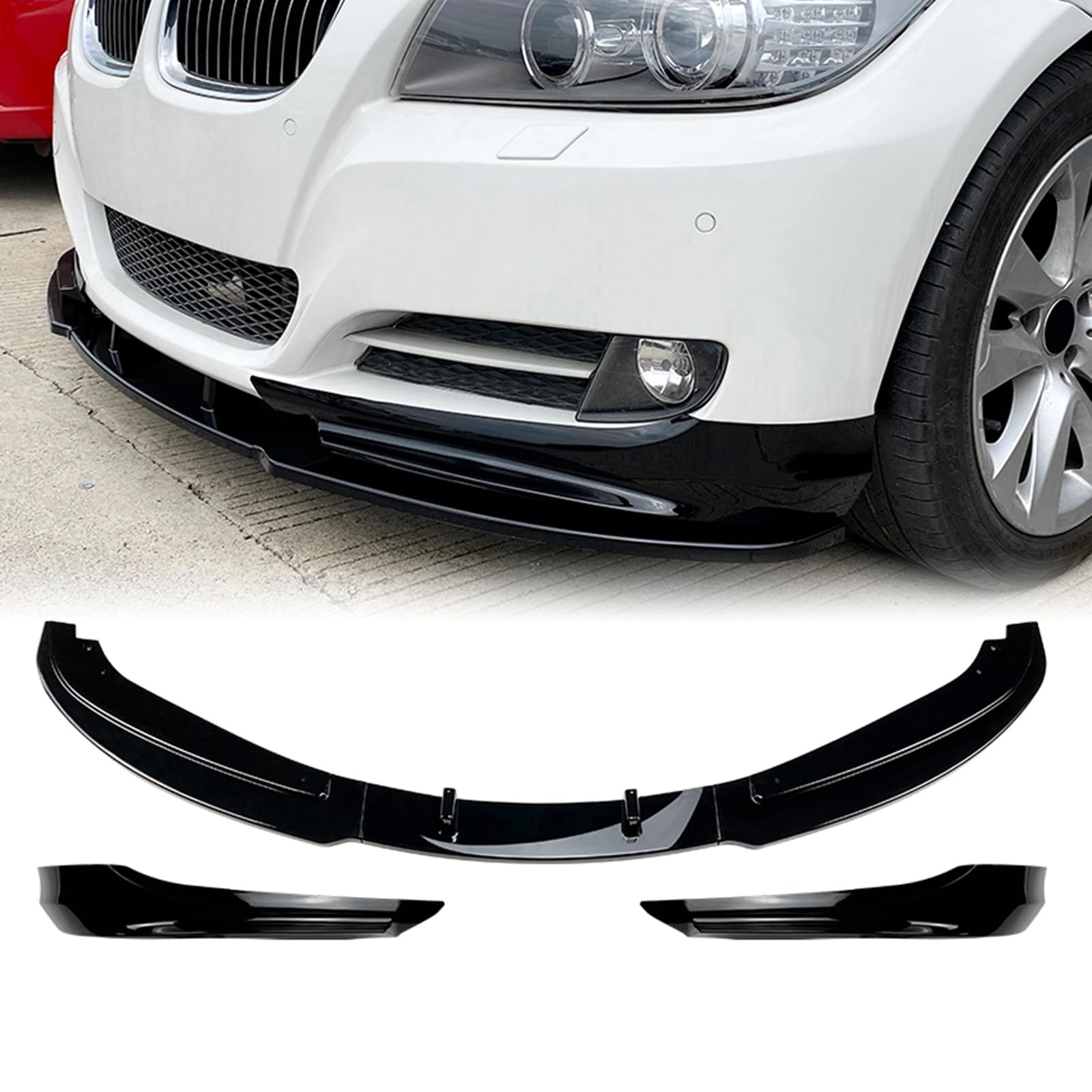 Frontstoßstange Spoiler Seitenabdeckung Zierleiste für BMW 3er E90 E91 2009-2012 Schwarz von IDENUONA