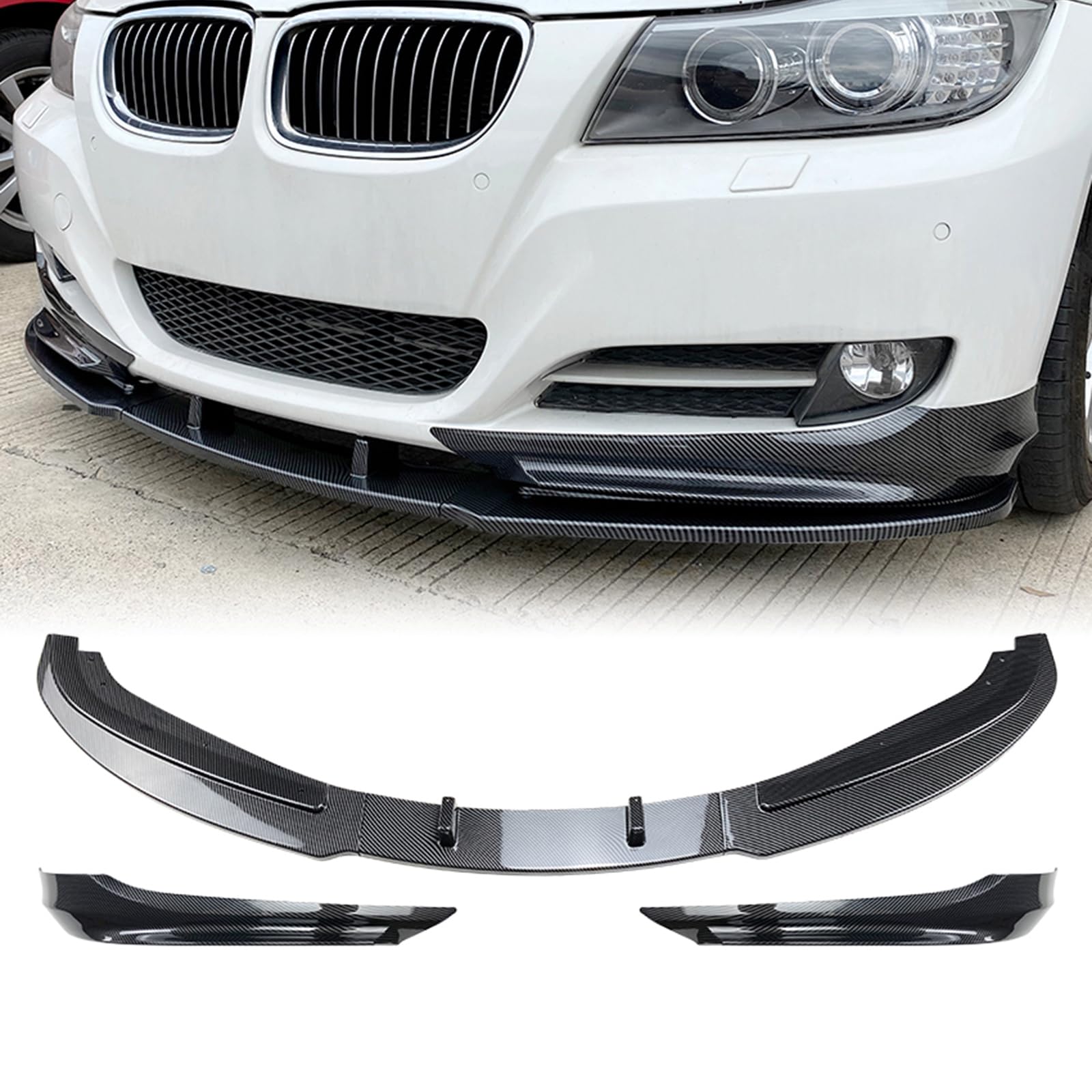 Frontstoßstange Spoiler Seitenabdeckung Zierleiste für BMW 3er E90 E91 2009-2012 Schwarz von IDENUONA