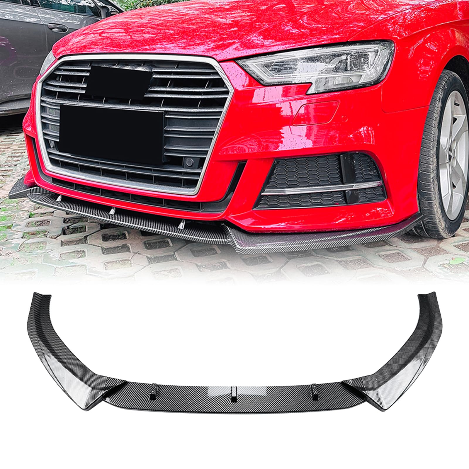 Frontstoßstange Untere Spoilerlippe für Audi A3 S3 8V Sline 2017-2020 Schwarz von IDENUONA