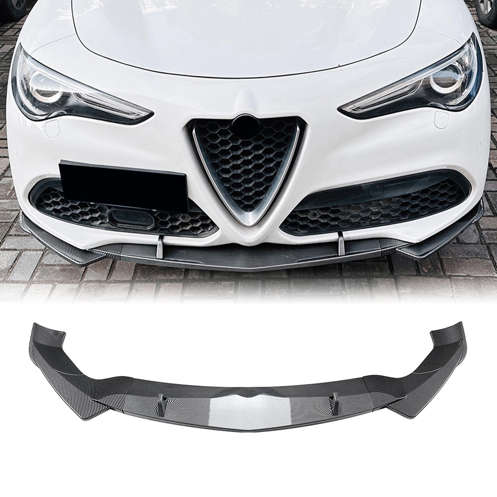 Frontstoßstangen-Spoilerlippe für Alfa Romeo Stelvia 2017-2023 2018 Schwarz von IDENUONA