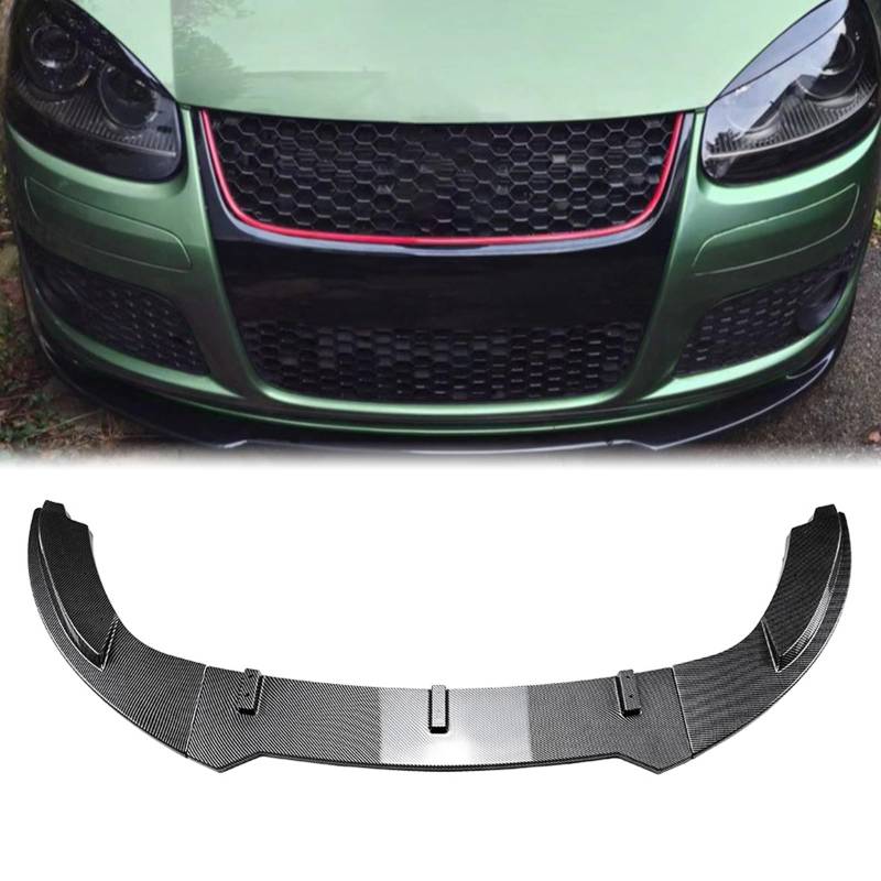 Frontstoßstangen-Spoilerlippen-Set für VW Golf 5 GTI mit Lippe, Karosserie-Set, glänzende schwarze Karbonfaser-Optik von IDENUONA