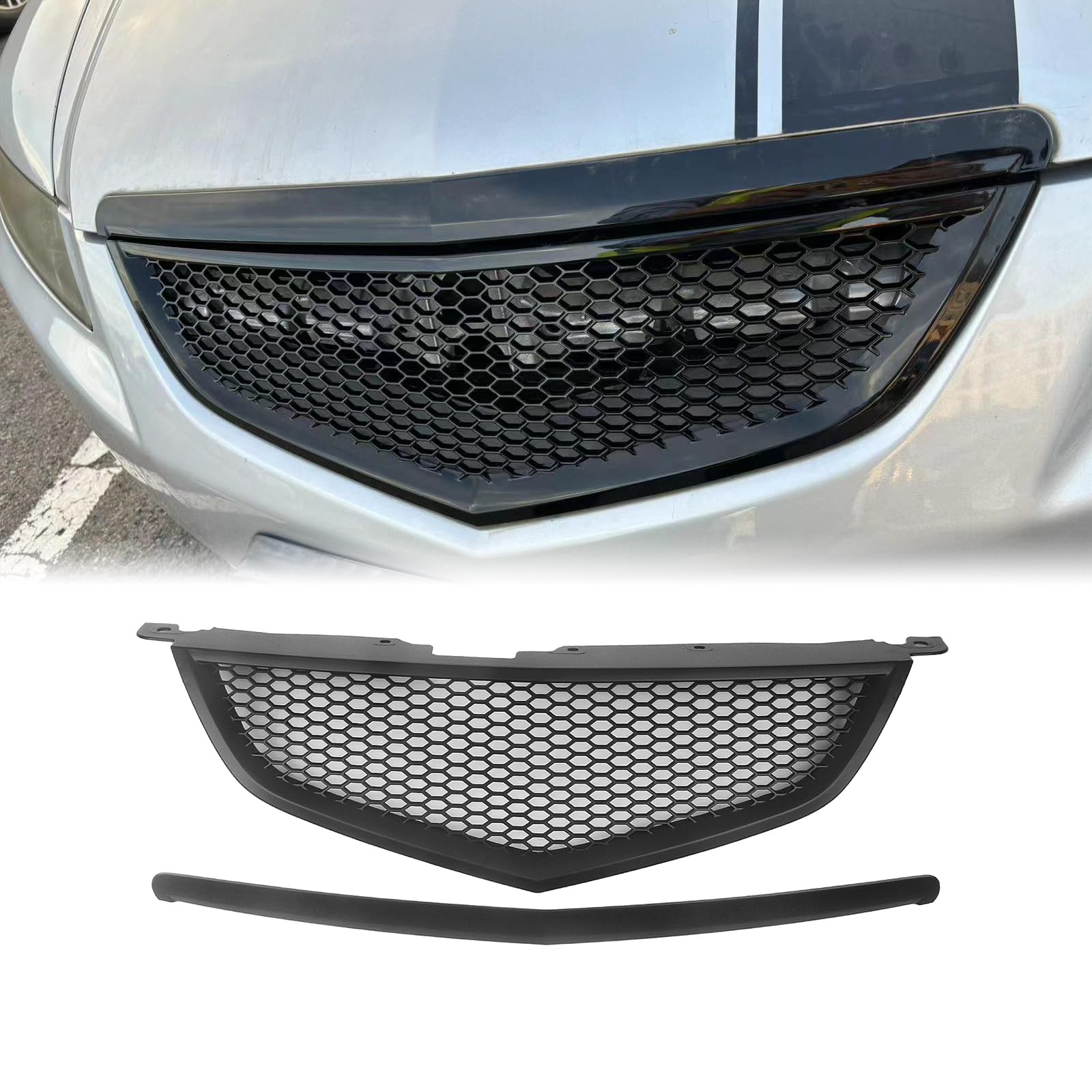 Frontstoßstangengitter für Acura TL 2004-2006 2005 Honeycomb Schwarz von IDENUONA