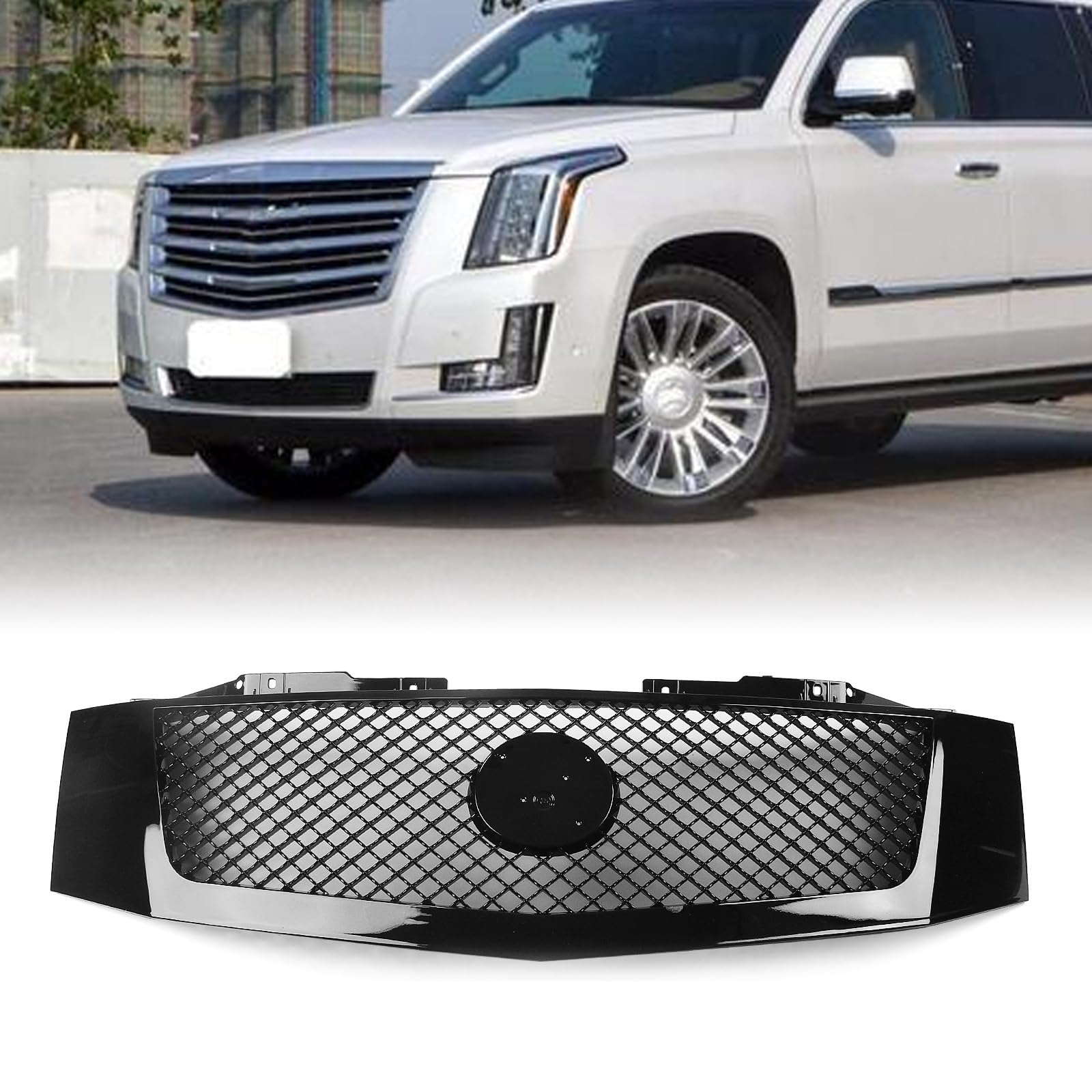 Frontstoßstangengitter für Cadillac Escalade EXT 2007–2014 2008, Schwarz von IDENUONA