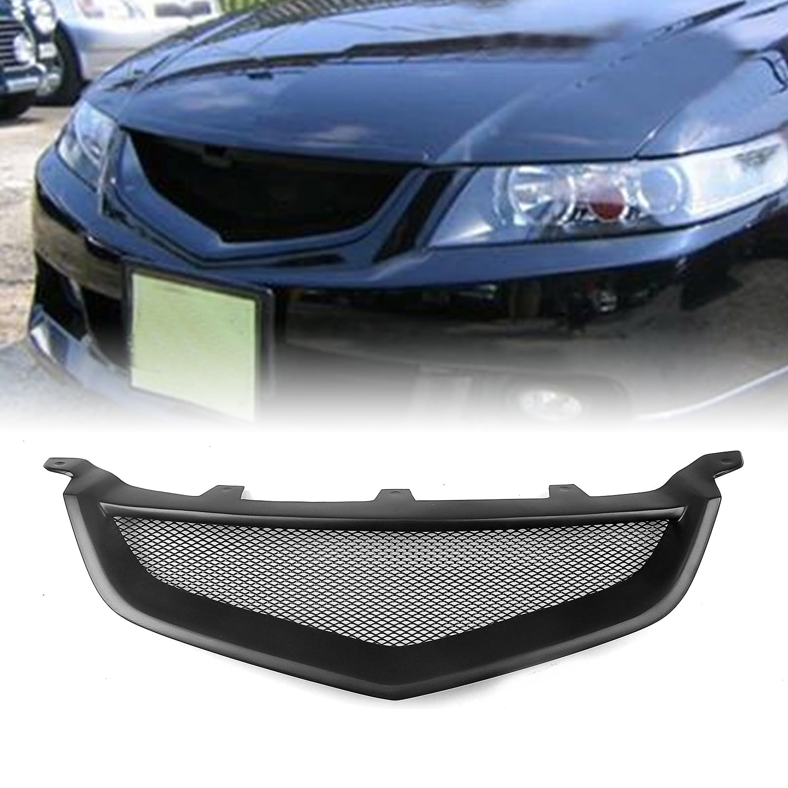 Frontstoßstangengitter für Honda Accord CL7 Euro R Acura TSX 2003–2005, schwarze Kohlefaser von IDENUONA