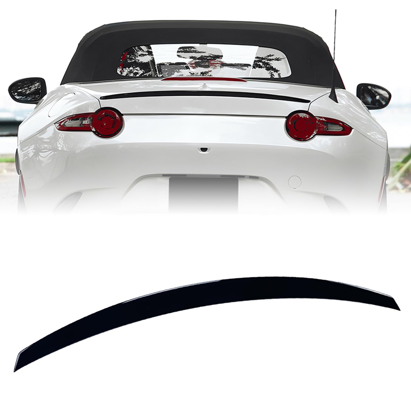 Heckspoilerlippe Dachflügel für Mazda MX-5 Miata ND 2016–2025 glänzende schwarze Karbonfaser-Optik von IDENUONA