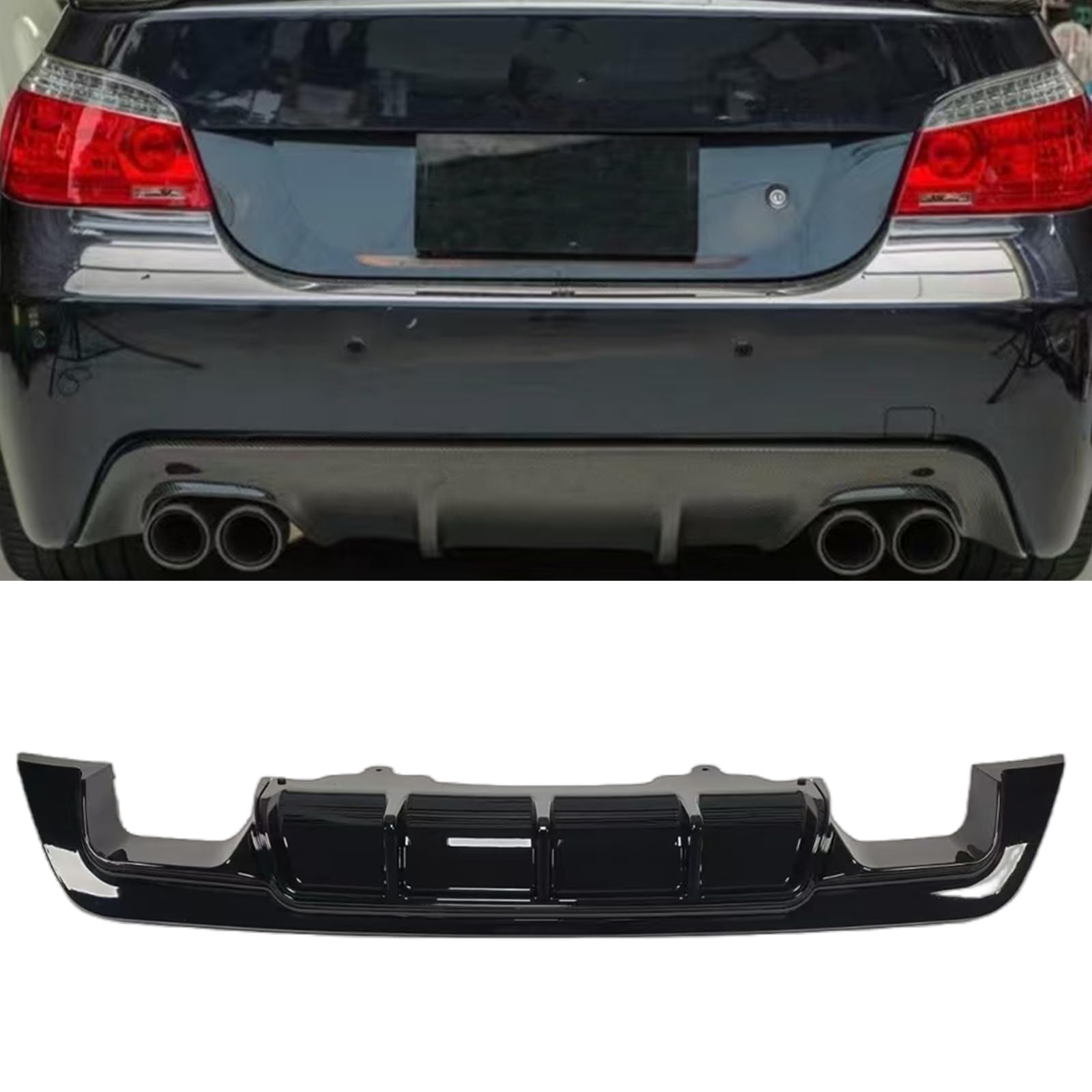 Heckstoßstange untere Diffusorlippe Abdeckung passend für BMW E60 E61 M Tech 2004-2010 schwarz von IDENUONA