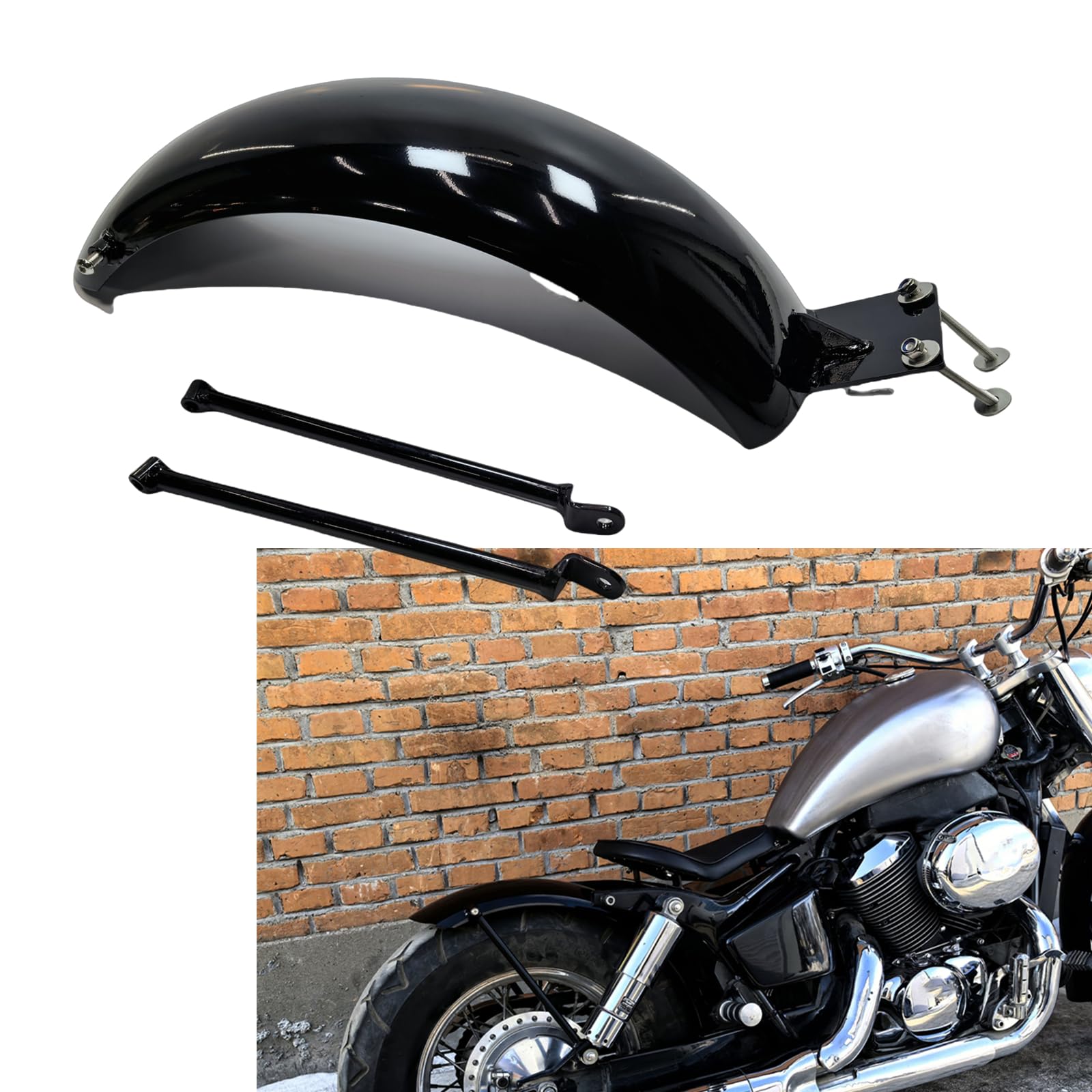 Hinteres Kotflügelschutz-Set, passend für Honda VT750 SHADOW750 1997–2003 1998, Schwarz von IDENUONA