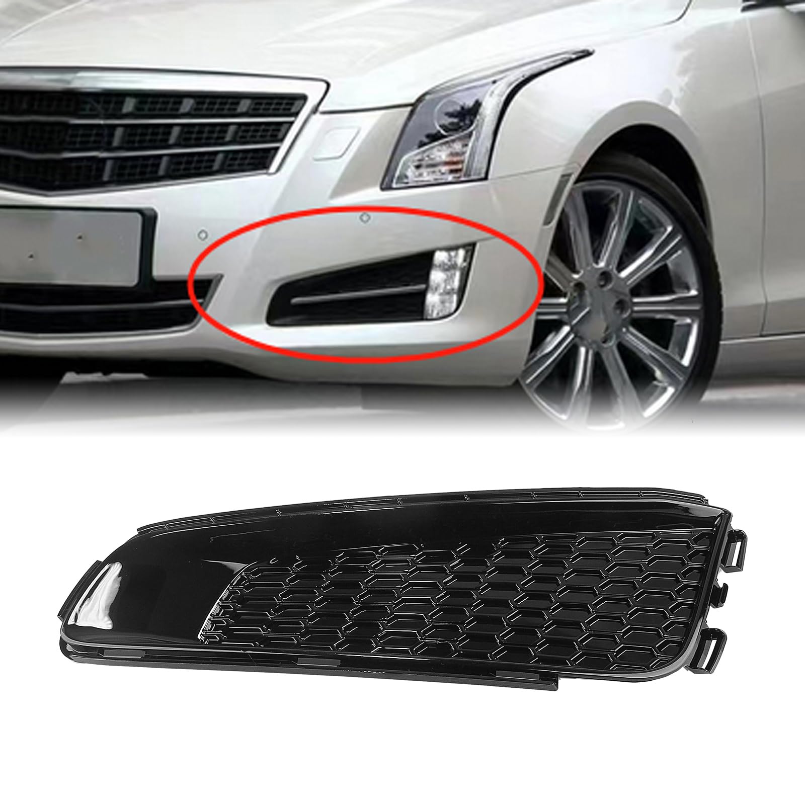 IDENUONA Auto-Nebelscheinwerfer-Abdeckung, glänzend, schwarz, für Cadillac ATS 2013–2014, links und rechts von IDENUONA