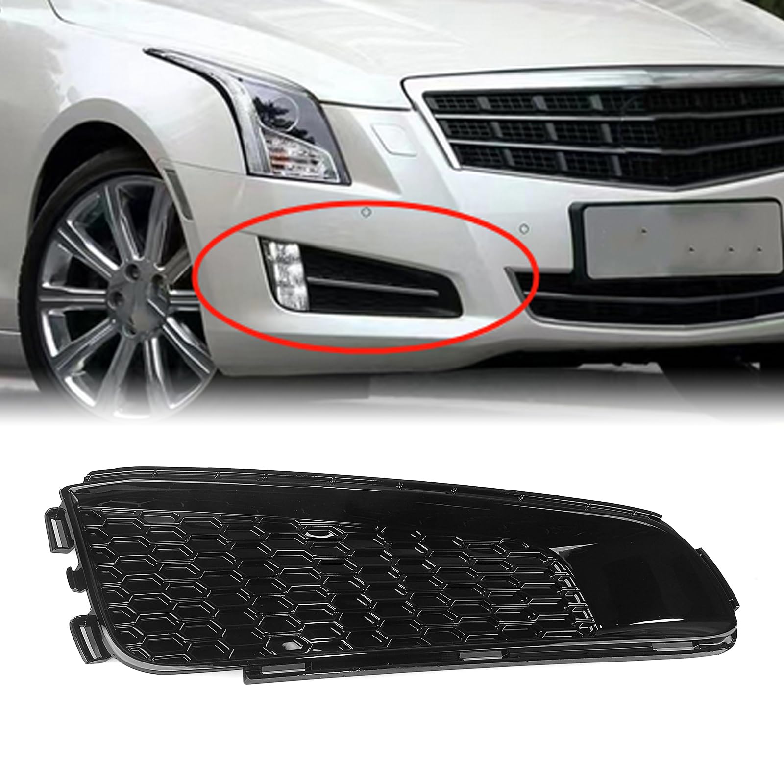 IDENUONA Auto-Nebelscheinwerfer-Abdeckung, glänzend, schwarz, für Cadillac ATS 2013–2014, links und rechts von IDENUONA