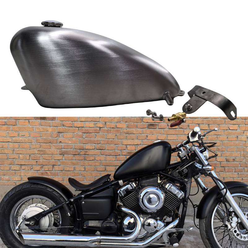 IDENUONA Benzintank 13L für Yamaha Dragstar 400 650 1996-2009 Silber Schwarz von IDENUONA