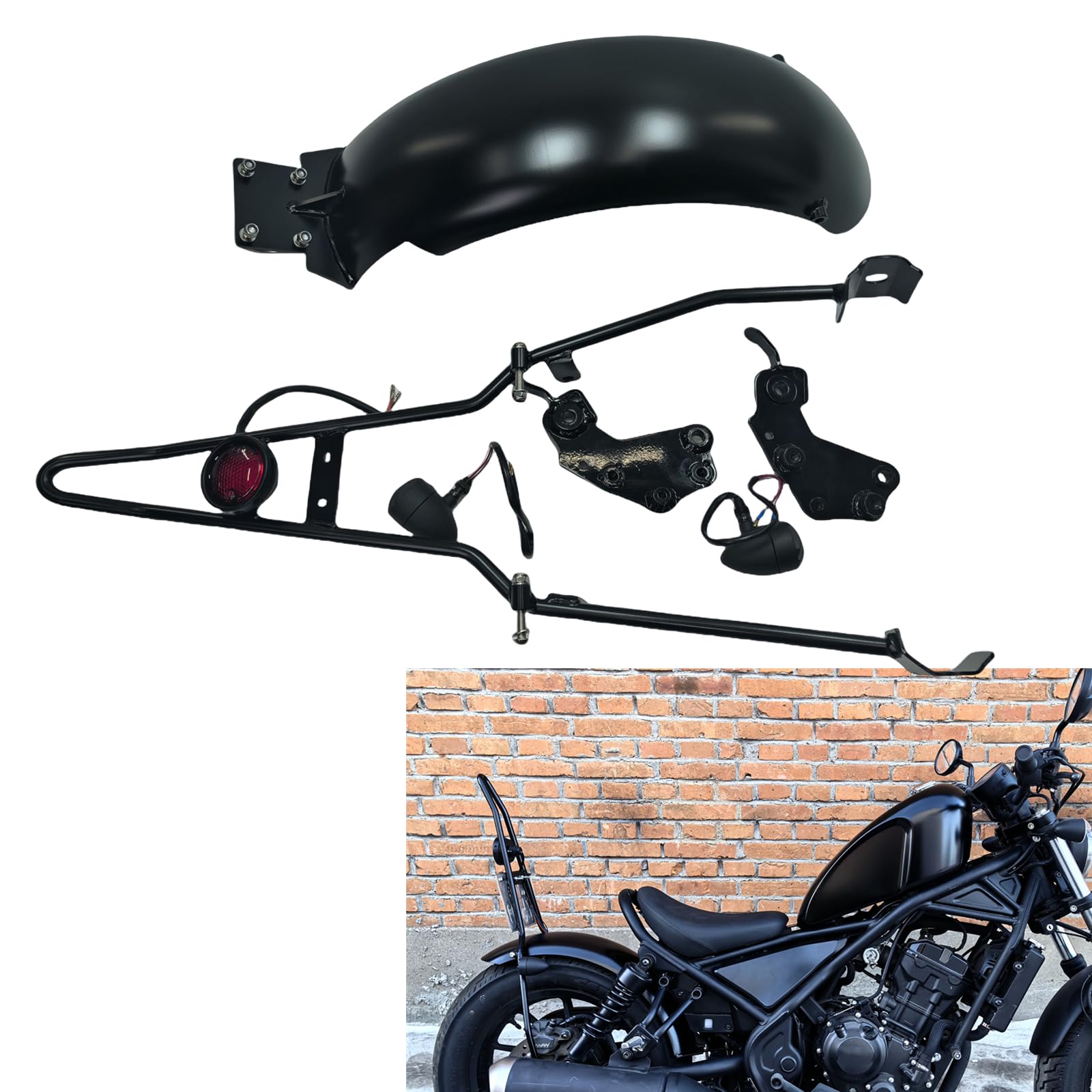 Kotflügelhalterung hinten für Honda Rebel CM300 500 2017-2023 Mattschwarz von IDENUONA