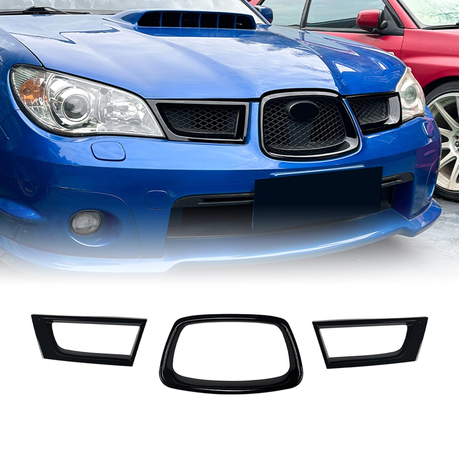 Kühlergrill-Rahmen für Subaru Impreza WRX STI 9. 2006-2007, Schwarz von IDENUONA