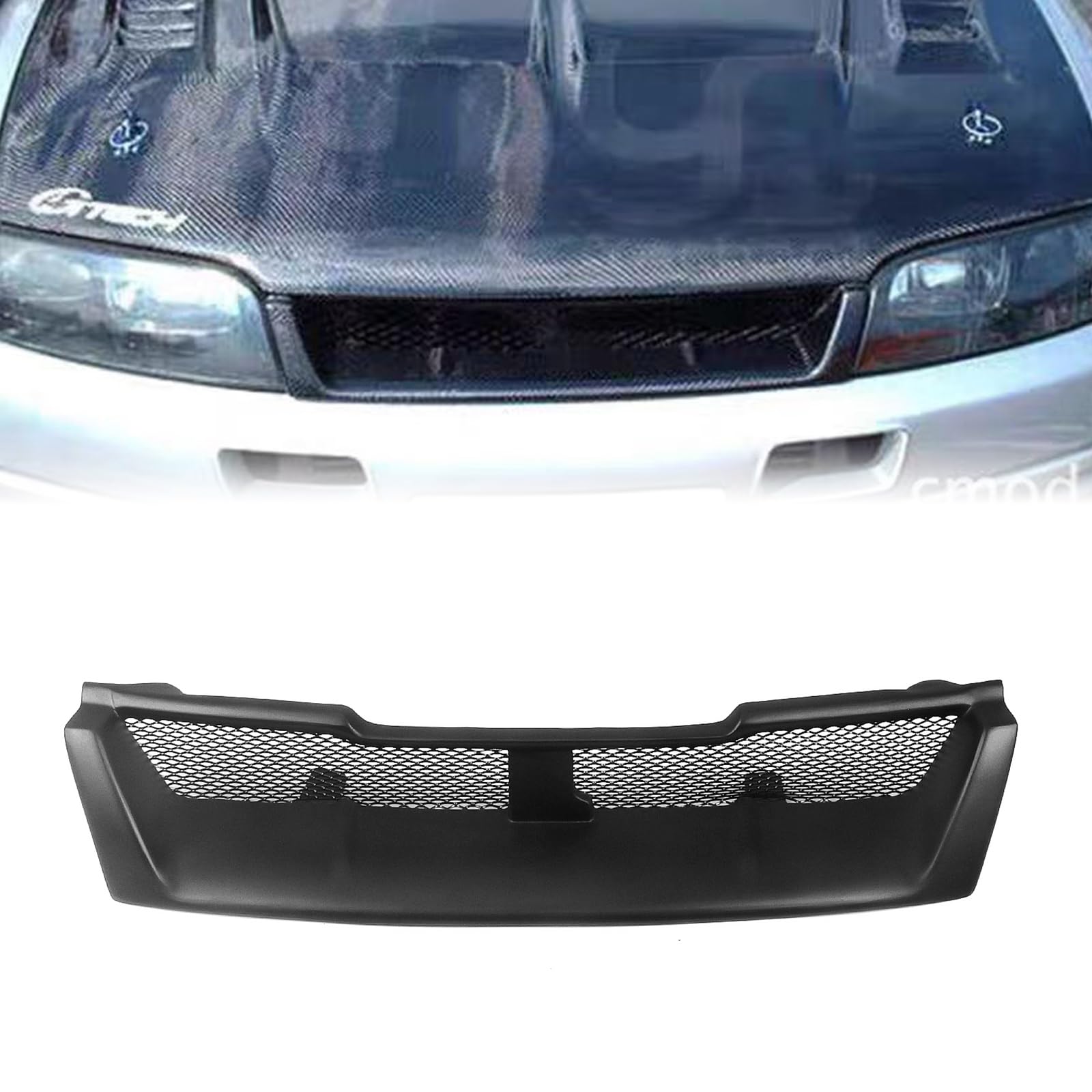 Kühlergrill für Nissan R33 GTR 1993–1998 1994, mattschwarze Kohlefaser von IDENUONA