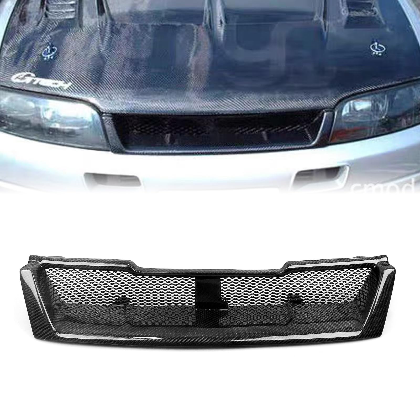 Kühlergrill für Nissan R33 GTR 1993–1998 1994, mattschwarze Kohlefaser von IDENUONA